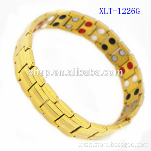 18K gold FIR ions health care blood pressure magnetic titanium bracelet